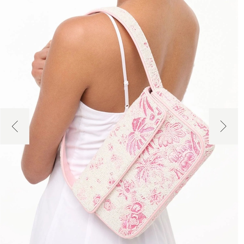 STAUD TOMMY BEADED BAG IVORY CHERRY BLOSSOM TOILE